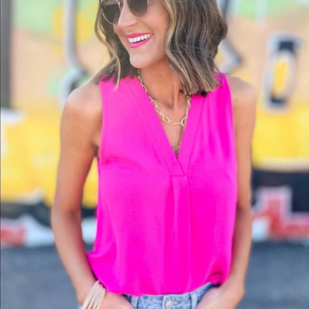 Pink sleeveless top